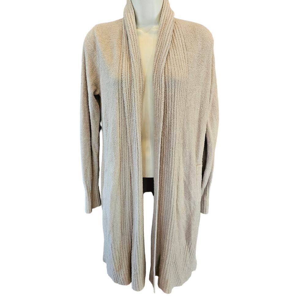 Cozychic light Barefoot island wrap neutral soft cardigan w/ pockets PM M PETITE
